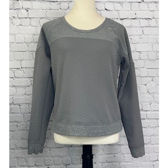 The North Face Medium Quilted Sweatshirt Gray Pullover Long Sleeve Crew Fleece - Picture 1 of 8